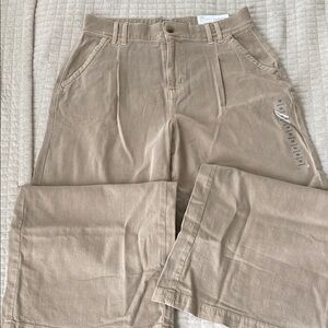 Casual Tan Wide-Leg Pants